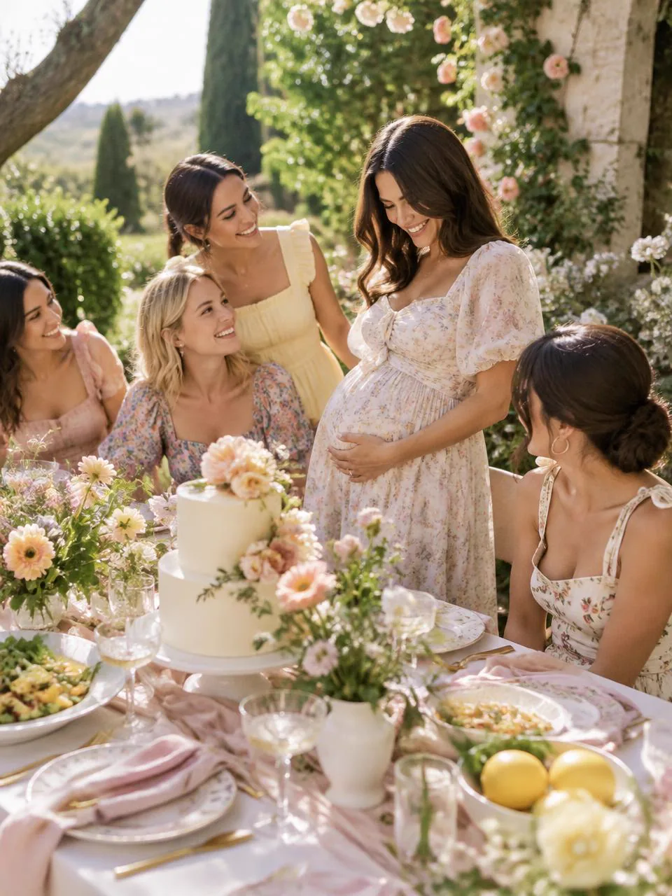 Friends celebrating a baby shower